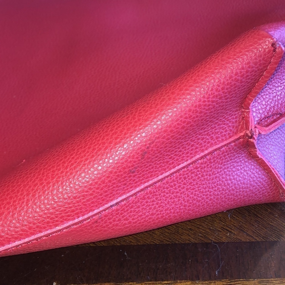 Huge Red Faux Leather Boho Classic Shoulder Bag Tote Bag - Picture 5 of 13